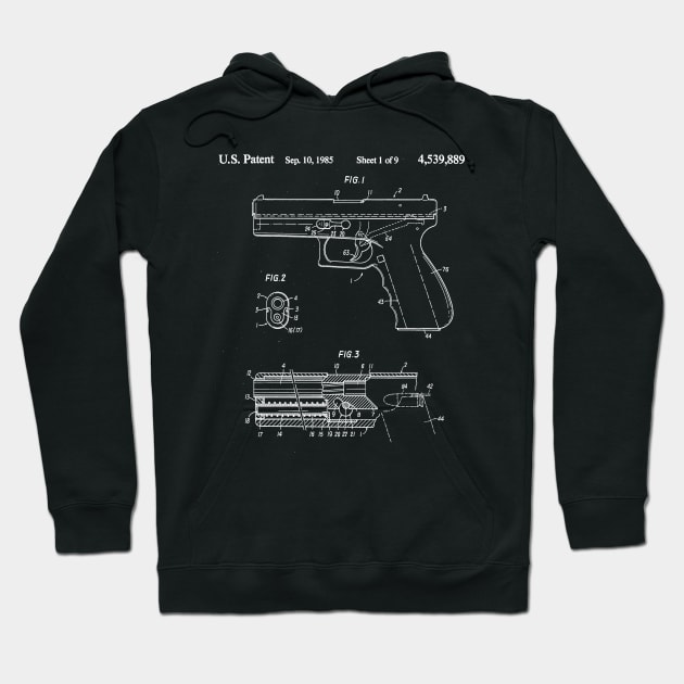 Glock Patent Design Hoodie by DennisMcCarson